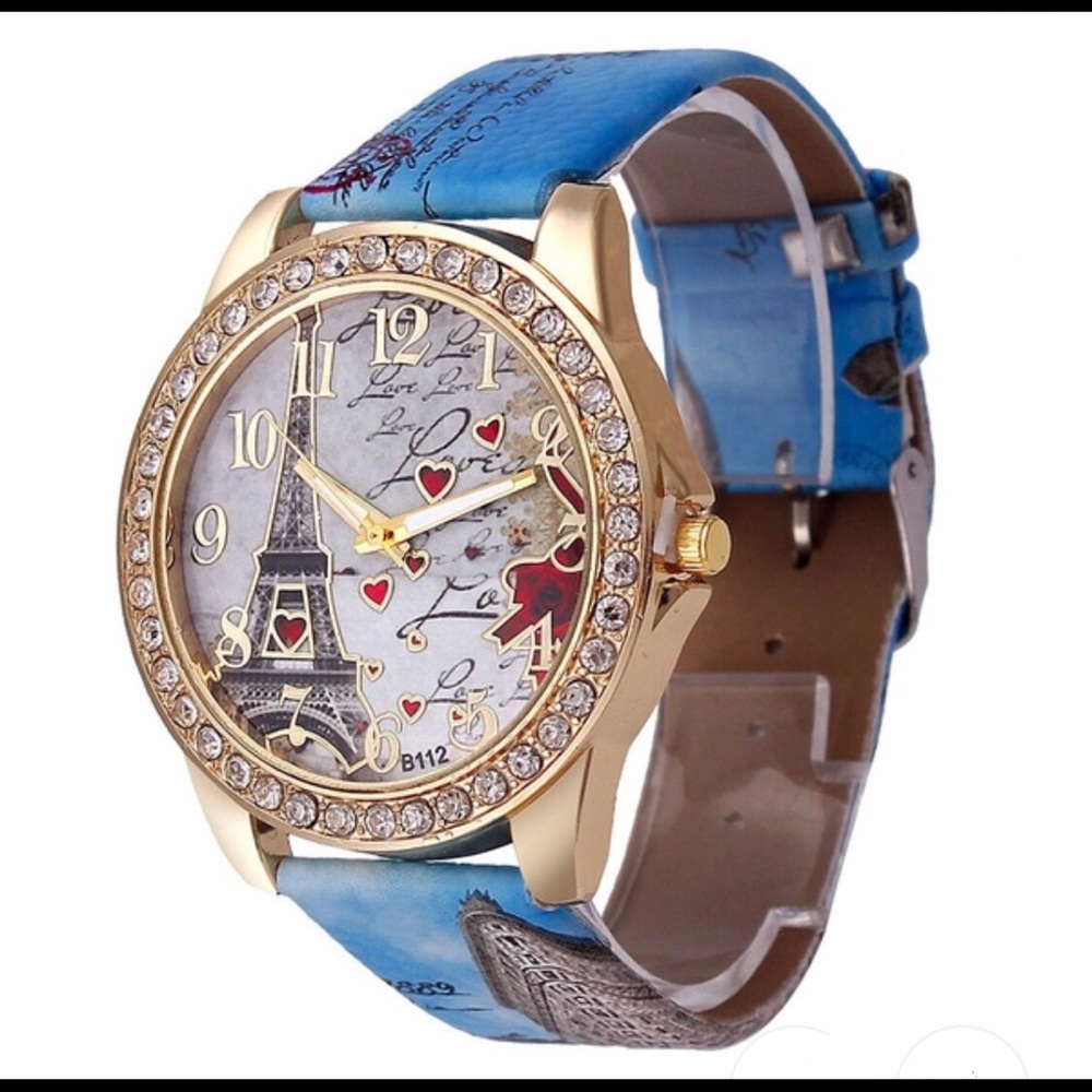 NWT ⬇️ Final Price Jeweled Face Eiffel Tower Watch